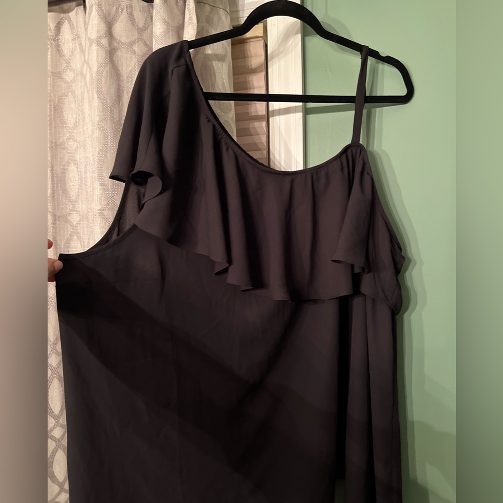 Torrid black blouse, one shoulder, size 4